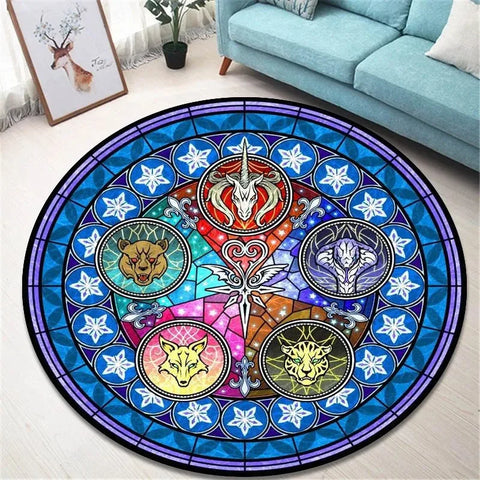 Navak Carpet Daily Picks Kingdom Hearts Cartoon-Teppich, runde Bodenmatte, Wohnzimmerteppich, Badezimmer, Küchenteppich, Fußmatte, rutschfeste Bodenmatte