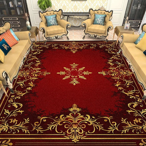 Navak Carpet European Gold Red Carpet Living Room Decoration Sofa Area Rugs for Bedroom Large Area Cloakroom Lounge Non-slip Floor Mats Ковер