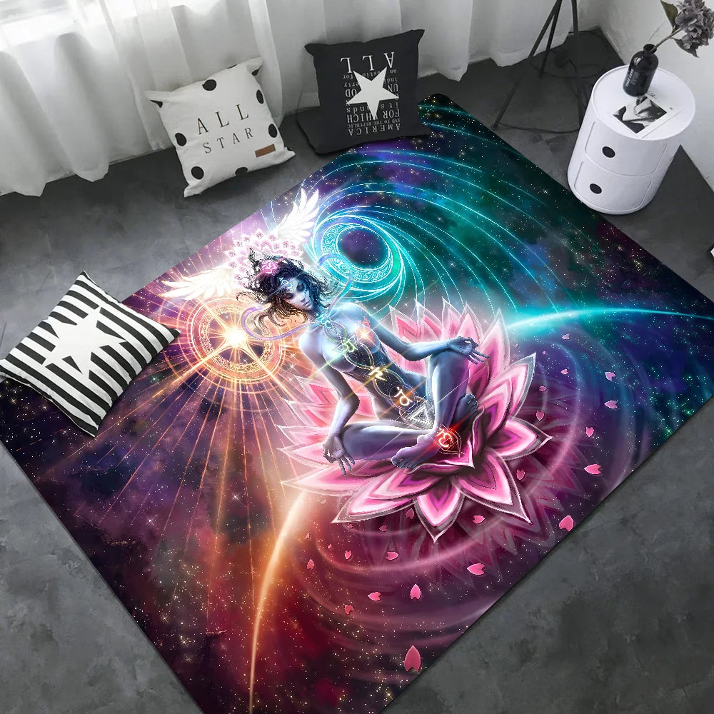 Navak Carpet Rainbow 7 Chakra Mandala Bohemia Yoga Fußmatte, waschbar, rutschfest, für Wohnzimmer, Sofa, Stühle, Bereichsmatte, Küche, Willkommens-Fußmatte