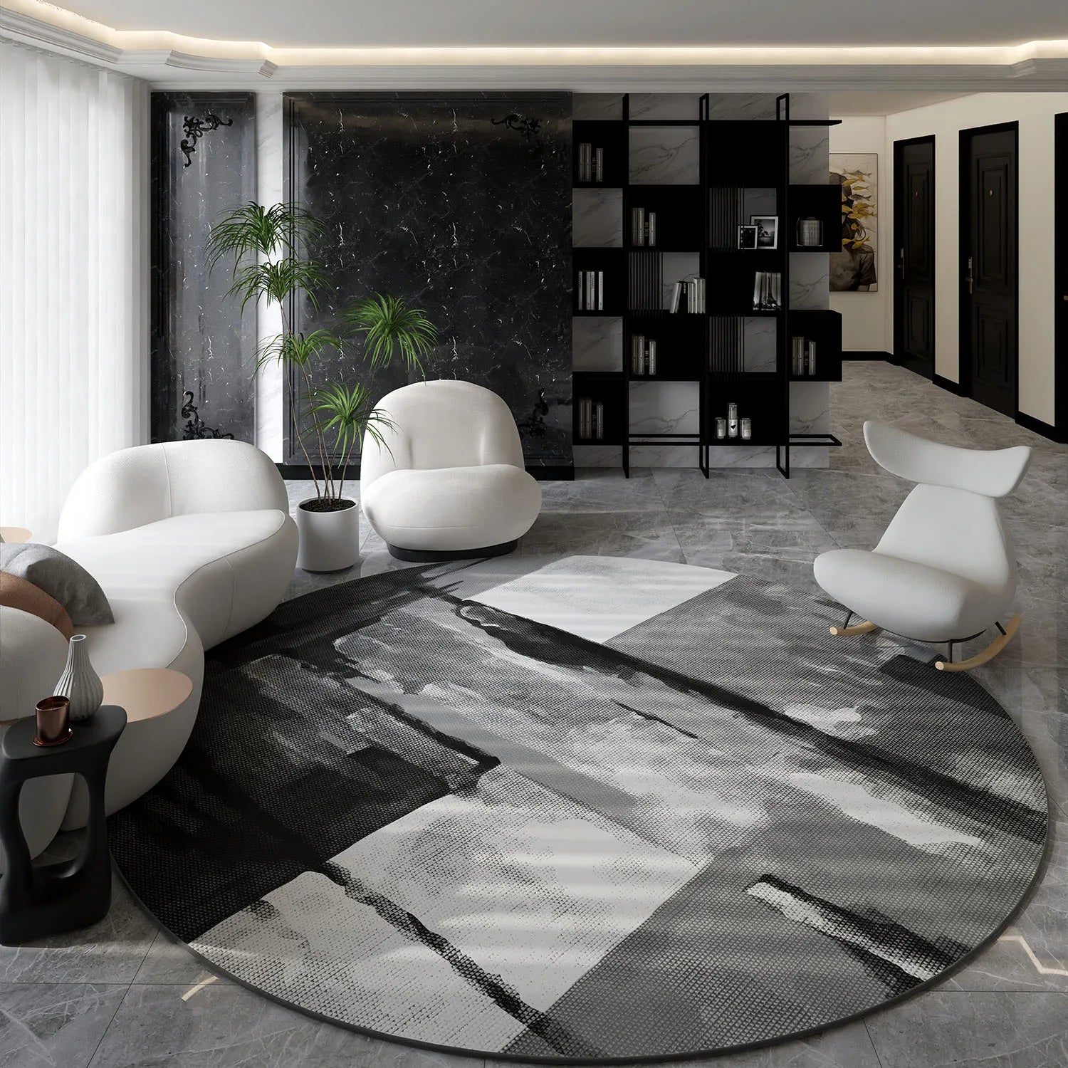 Navak Carpet Nordic Style Living Room Decoration Round Carpet Light Luxury Rugs for Bedroom Thicken Plush Floor Mat Fluffy Soft Cloakroom Rug