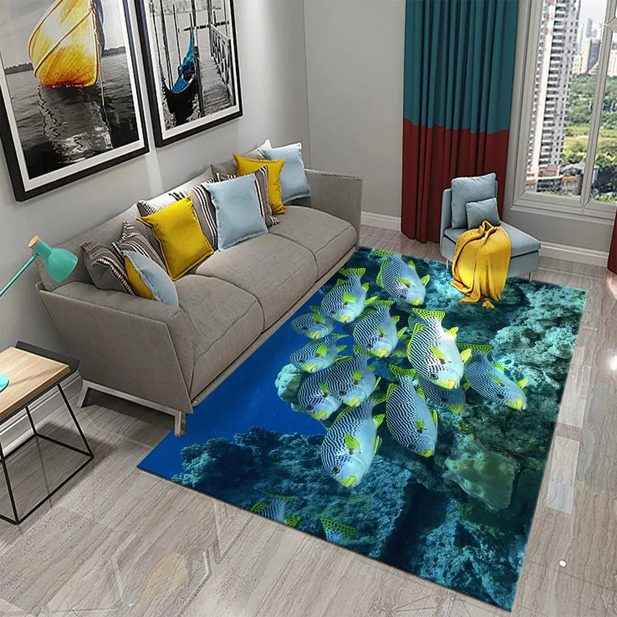 Navak Teppich 3D Hawaiian Meer Ozean Tropische Fische Teppich Wohnzimmer Fisch Tier Muster Kinder Schlafzimmer Weiche Boden Dekor