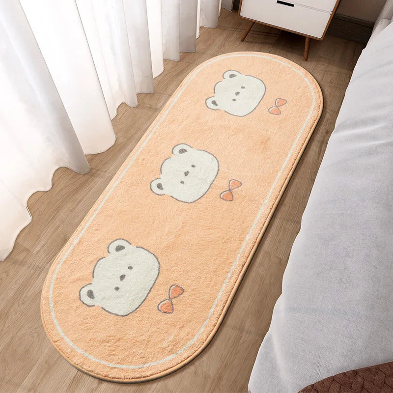 Navak Teppich, Cartoon-Muster, Kunstlammwolle, Schlafzimmer-Nachtvorleger, schönes Kaninchen, rosa Bettbereich, weich, keine eisigen Füße, für Mädchen, Kinder, Schlafzimmer