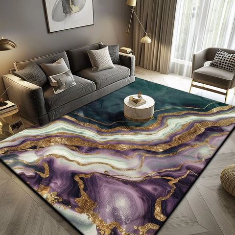 Navak Carpet Luxus-Marmor-Teppich mit großem Bereich, Schwarz-Gold, abstrakter Teppich für Wohnzimmer, Sofa, Lounge, Couchtisch, rutschfeste, weiche Bodenmatte