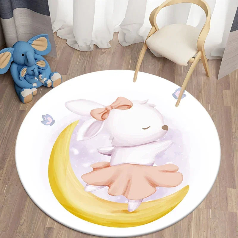 Navak Teppich Cartoon Niedlicher Bär Runder Teppich für Wohnzimmer Teppiche Badematte für Kinderzimmer Matten Schlafzimmer Teppiche Baby Kinderzimmer Wohnkultur