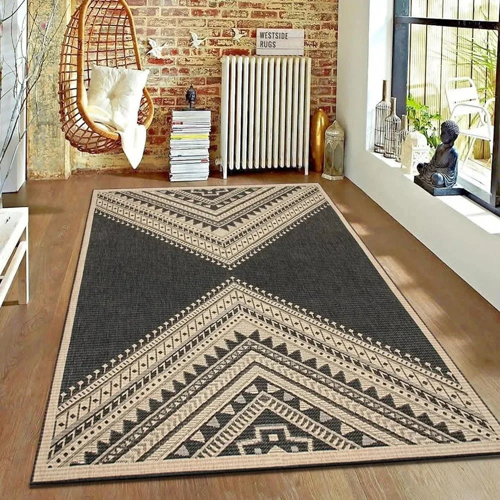 Navak Teppich, braun, geometrischer Wohnzimmerteppich, nordischer minimalistischer Kunstteppich für Hotel, Privatunterkunft, Retro-Dekor im amerikanischen Stil, rutschfeste Bodenmatte