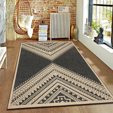 Navak Teppich, braun, geometrischer Wohnzimmerteppich, nordischer minimalistischer Kunstteppich für Hotel, Privatunterkunft, Retro-Dekor im amerikanischen Stil, rutschfeste Bodenmatte