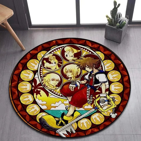Navak Carpet Daily Picks DISNEY Kingdom Hearts Cartoon-Muster Bereich Teppich Runde Bodenmatte Kind Wohnzimmer Teppich Badezimmer Küche Fußmatte Dekorieren