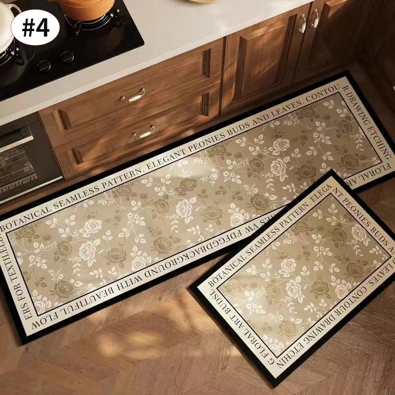 Navak Carpet Exclusive Picks American Light Luxury Wasserabsorbierende, rutschfeste, schmutzabweisende Fußmatte, Vintage-Kristallsamt-Küchentürteppich