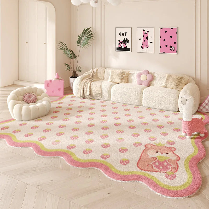 Navak Teppich Unregelmäßige Form Teppiche für Wohnzimmer Rosa Schlafzimmer Dekor Teppich Flauschig Weich Kinderzimmer Teppich Haushalt Verdickte Bodenmatte