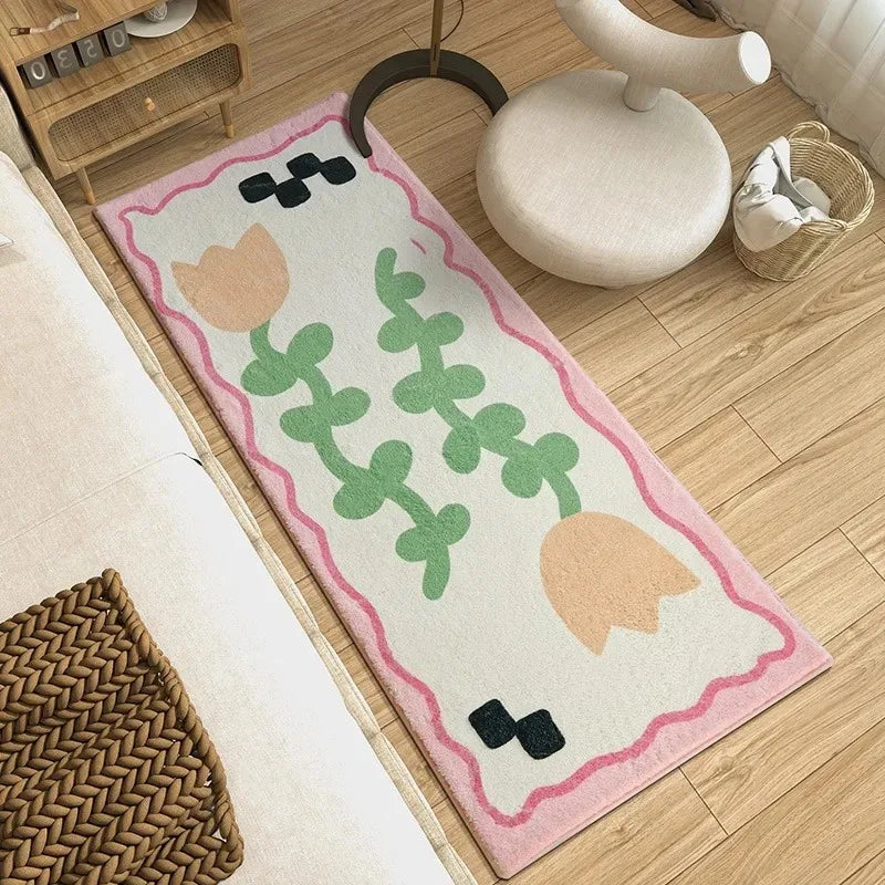 Navak Carpet Flower Bedroom Bedside Carpet Runner Rug Long Carpets Soft Fluffy Floor Mats Flowers Cute Sweet Girl Home Decoration Rugs