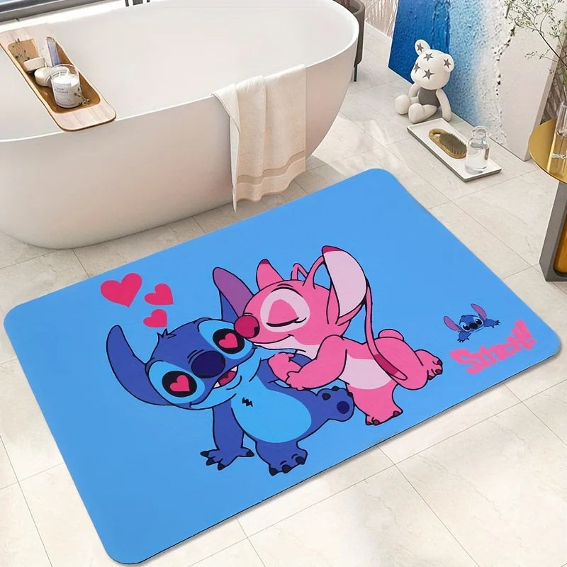 Navak Carpet Daily Picks Disney Stitch, rutschfeste, saugfähige Fußmatten für Badezimmer, Schlafzimmer, Wohnzimmer, Küche, Teppiche, Kieselalgen-Schlamm-Teppich für Heimdekoration