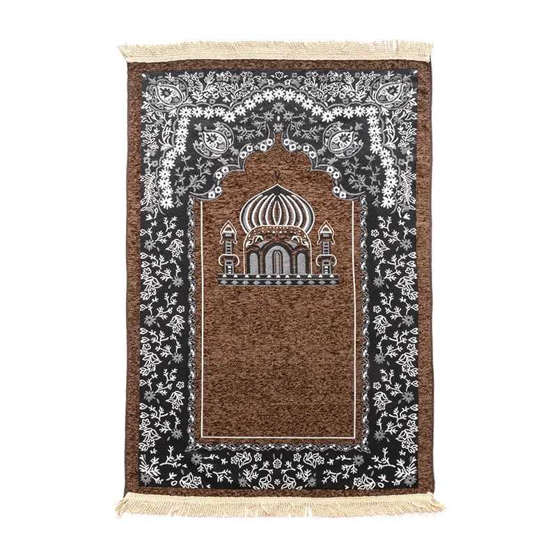 Navak Teppich Damen Herren Muslimischer Gebetsteppich Anbetung Kniend Bedruckte Bodenmatte Tragbare Reise-Gebetsteppiche Ramadan-Geschenk Weicher islamischer Gebetsteppich