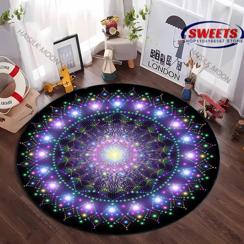 Navak Carpet, luxuriöser Mandala-Blumendruck, runder Teppich, Schlafzimmer, Wohnzimmer, Sofa, dekorative Matte, Top 10 Urlaubsgeschenke für Familie und Freunde, Teppich