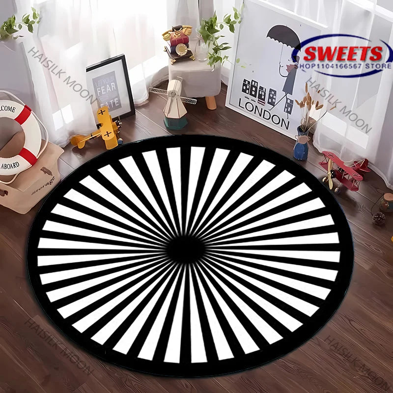Navak Carpet Next Day Shipping Mandala Flower Printing Round Carpet Bedroom Living Room Sofa All Season Mat Kids Room Non-Slip Decorative Rug