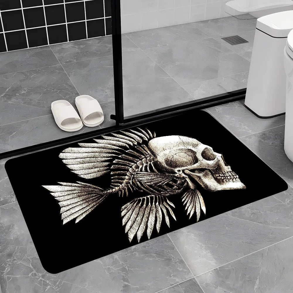 Navak Teppich Dark Horror Skull Anime Bodenteppich Nordischer Stil Home Fußmatte Badezimmer-Toilettenmatten Schlafzimmer Nachttischmatten