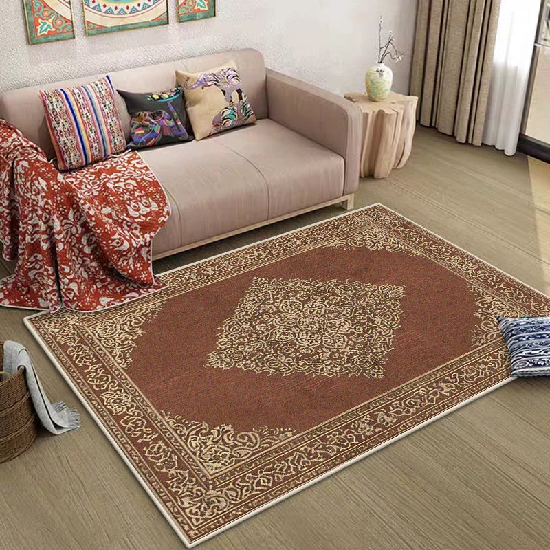 Navak Carpet Bohemian Thickened Short Plush Carpets for Living Room Decoration Bedroom Sofa Area Soft Floor Mat Retro Non-slip Washable Rug