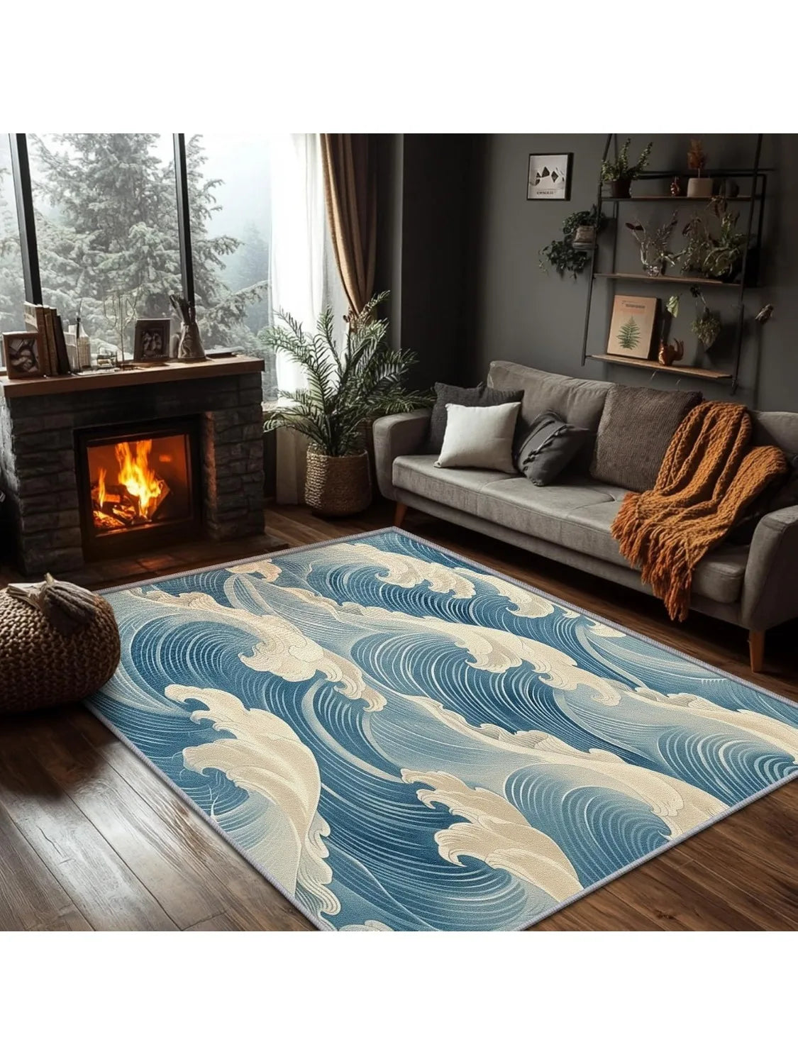Navak Carpet Great Wave Teppich – Japanischer Hokusai-Teppich, Ozeanwellen-Teppich, asiatischer Orientteppich – Tolles Wohndekor