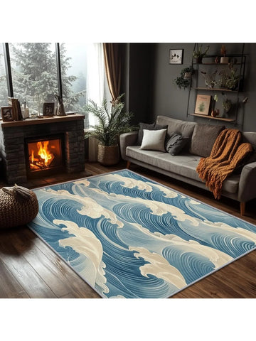 Navak Carpet Great Wave Teppich – Japanischer Hokusai-Teppich, Ozeanwellen-Teppich, asiatischer Orientteppich – Tolles Wohndekor