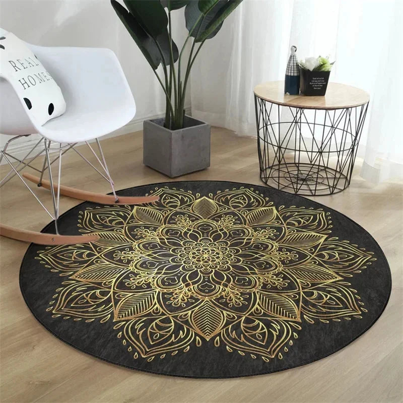 Navak Teppich, grüner Mandala-Druck, Teppich für Wohnzimmer, Schlafzimmer, Nachttisch, rutschfest, weich, Teppiche für Couchtische, Lounge-Fußmatte, waschbar