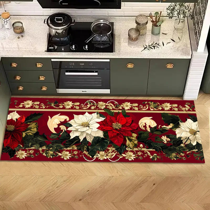 Navak Teppich, Weihnachtsstern, Blumenmuster, Küchenmatte, Dekor, rutschfeste Waschküchenmatten, Flur, Balkon, Teppiche, Schlafzimmermatte, Weihnachtsdekorationen