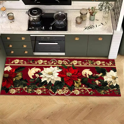 Navak Teppich, Weihnachtsstern, Blumenmuster, Küchenmatte, Dekor, rutschfeste Waschküchenmatten, Flur, Balkon, Teppiche, Schlafzimmermatte, Weihnachtsdekorationen
