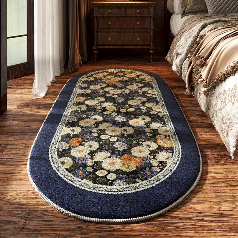 Navak Teppich Schlafzimmer Nachttisch Teppich Rutschfeste Weiche Bequeme Bodenmatte Amerikanischen Retro Blumenmuster Teppich Oval Lange Hause Dekoration Matten 양탄자
