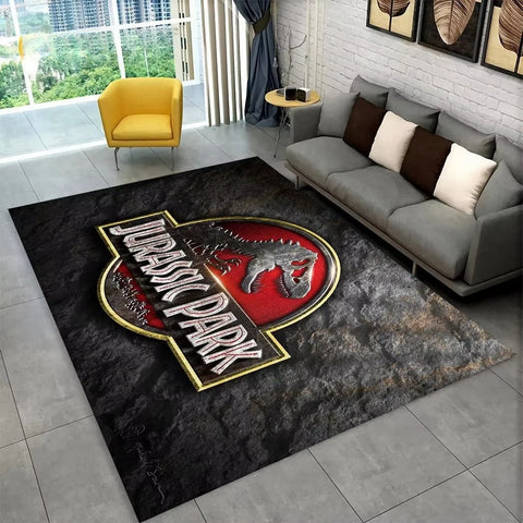 Navak Carpet 3D J-Jurassic Park Dinosaurier-Teppich, großer Teppich, Schlafzimmer, Kinderspielzimmer, Bodenmatte, rutschfest, Wohnzimmer-Dekor, lustiger Sofa-Akzent