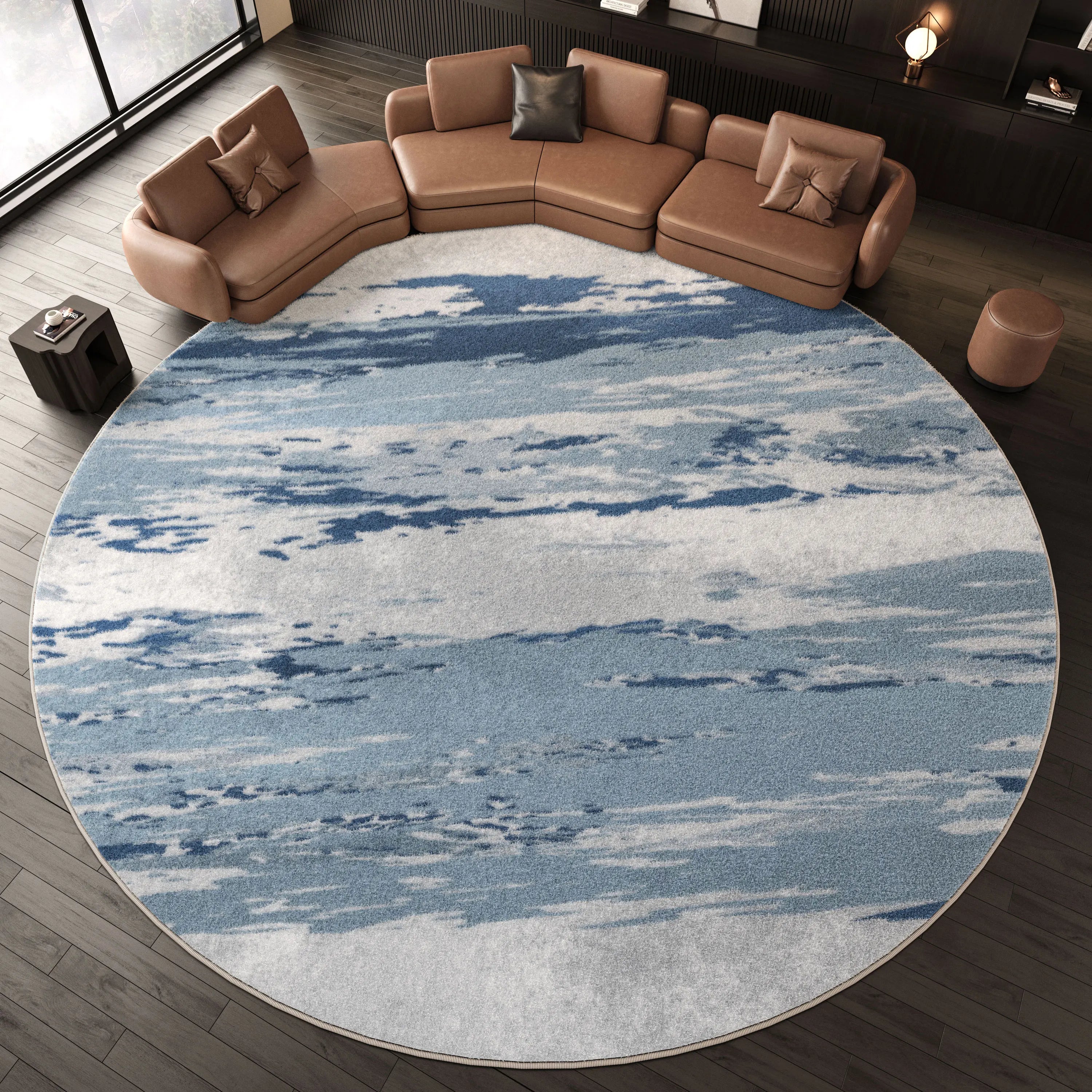 Navak Carpet Nordic Style Living Room Decoration Round Carpet Light Luxury Rugs for Bedroom Thicken Plush Floor Mat Fluffy Soft Cloakroom Rug
