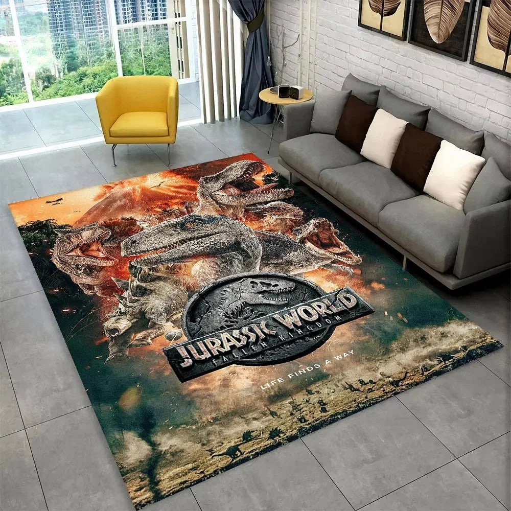 Navak Carpet 3D J-Jurassic Park Dinosaurier-Teppich, großer Teppich, Schlafzimmer, Kinderspielzimmer, Bodenmatte, rutschfest, Wohnzimmer-Dekor, lustiger Sofa-Akzent