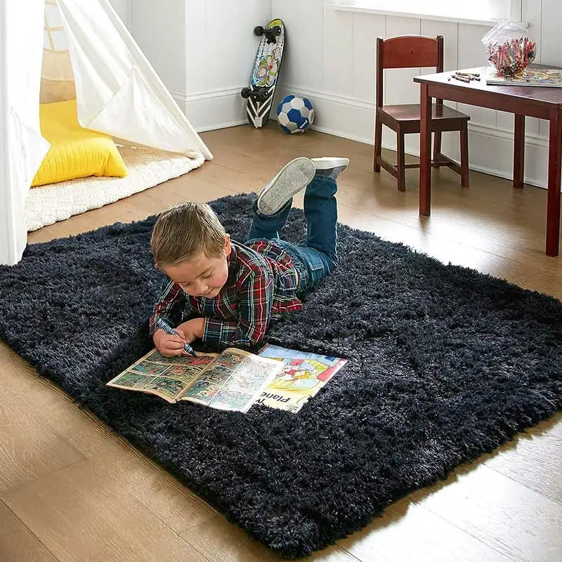 Navak Teppich, grauer Teppich für Wohnzimmer, Plüschteppich, Schlafzimmerboden, flauschige Matten, rutschfeste Heimdekor-Teppiche, weiche Samtteppiche, Kinderzimmerdecke