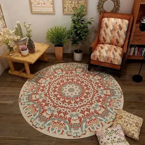 Navak Teppich, persischer Retro-Ethno-Stil, runder Wohnzimmerteppich, Couchtisch, Hängesessel, Drehstuhl, Bodenmatte, Schlafzimmer, Nachttischteppich