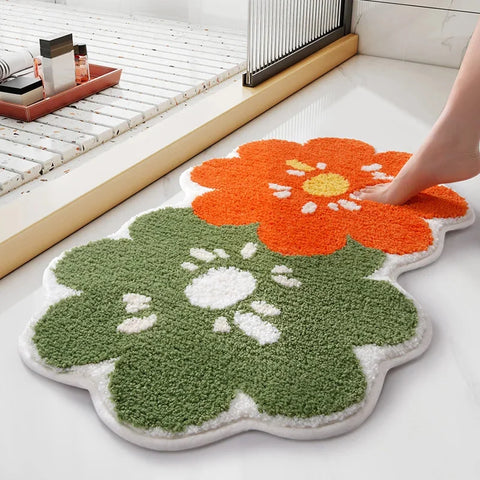 Navak Teppich, Blumenform, süße Badezimmermatten, Teppiche, Mikrofaser, getuftete Matte, süße, luxuriöse, flauschige, dicke Teppiche, hohe und niedrige Plüschteppiche, unregelmäßige Teppiche