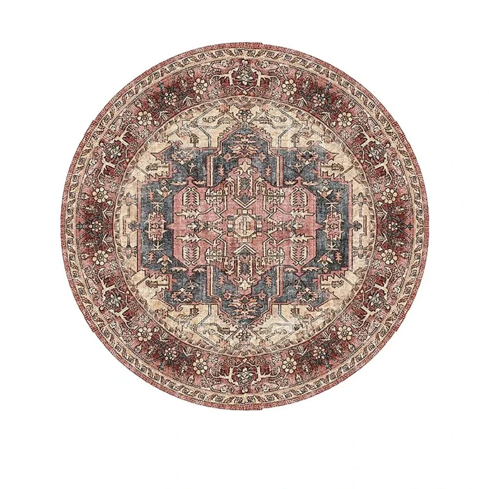 Navak Carpet Exclusive Picks Bohemian Retro Runder Schlingenflor-Teppich – Runder Vintage-Teppich für Couchtisch, Sofa und Schlafzimmer, rutschfest, Heimdeko