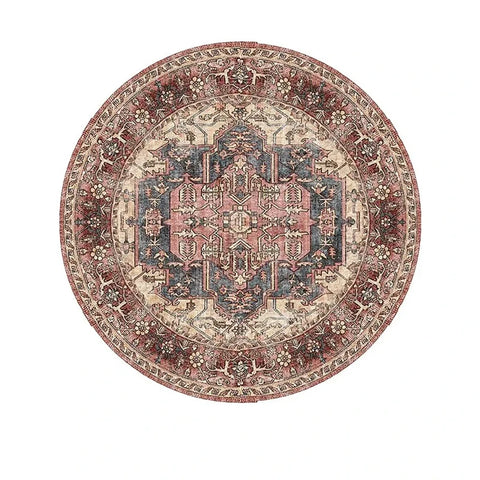 Navak Carpet Exclusive Picks Bohemian Retro Runder Schlingenflor-Teppich – Runder Vintage-Teppich für Couchtisch, Sofa und Schlafzimmer, rutschfest, Heimdeko