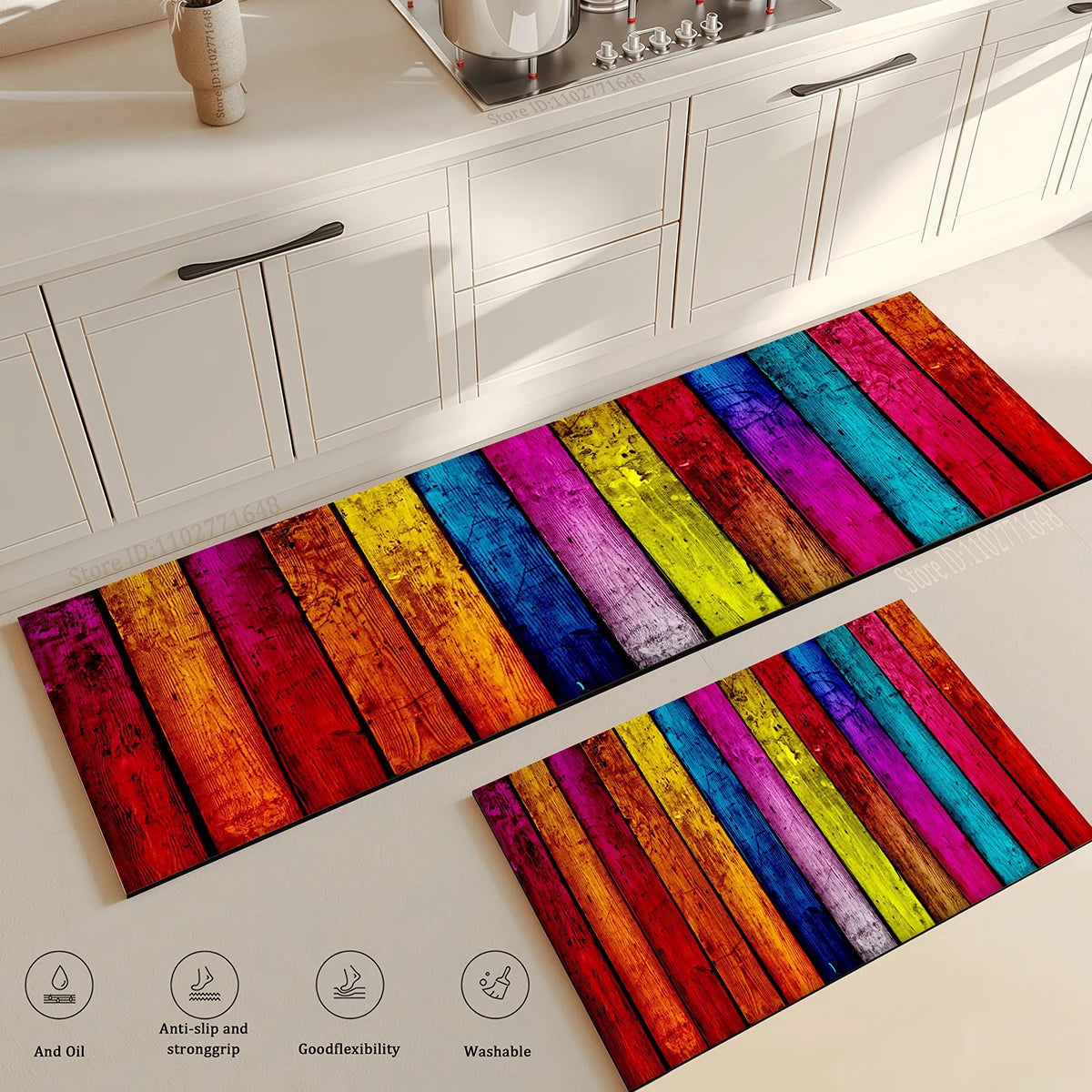 Navak Teppich Holzmaserung Küchenteppich Schlafzimmer Eingangsbereich Fußmatte Rutschfest Wohnzimmer Bodendekor Waschbarer Teppich Home Flur Hochwertige Fußmatte