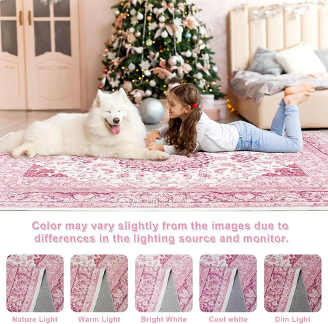 Navak Carpet Crystal Velvet Carpet Hellrosa Teppich für das Wohnzimmer, maschinenwaschbare Teppiche mit rutschfester Rückseite für Mädchenschlafzimmer, Cu