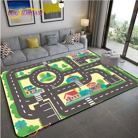 Navak Teppich Alfombra Straßenverkehrsroutenkarte Teppich Wohnzimmer Sofa Couchtisch Schlafzimmer Teppiche Küche Kinderspiel Anti-Rutsch-Bodenmatte Wohnkultur