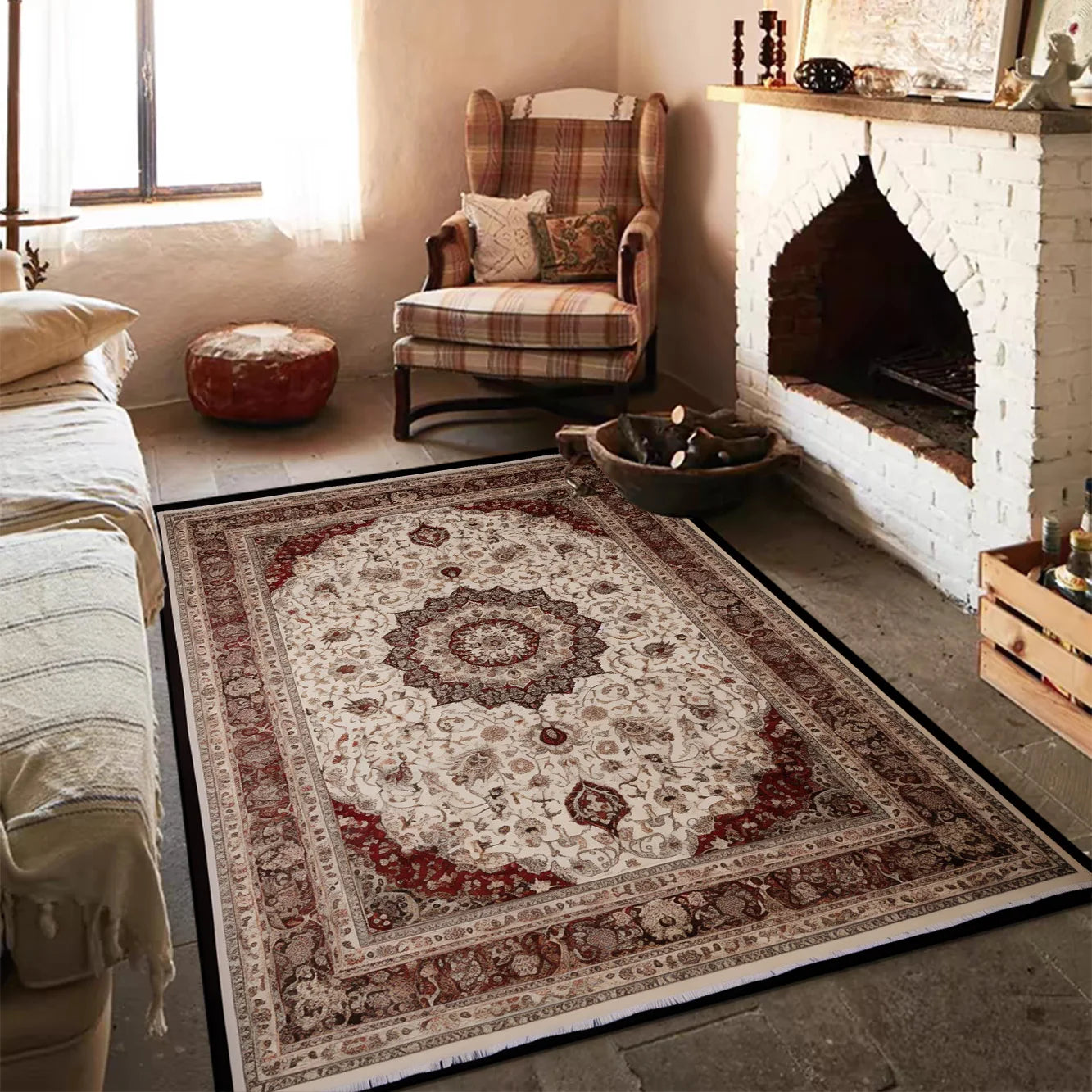 Navak Teppich, Bohemian Schlafzimmer Nachttisch Weicher Teppich Großflächiger Teppich für Wohnzimmer Zimmerdekor Rutschfeste Fußmatten Eingangstürmatte im persischen Stil