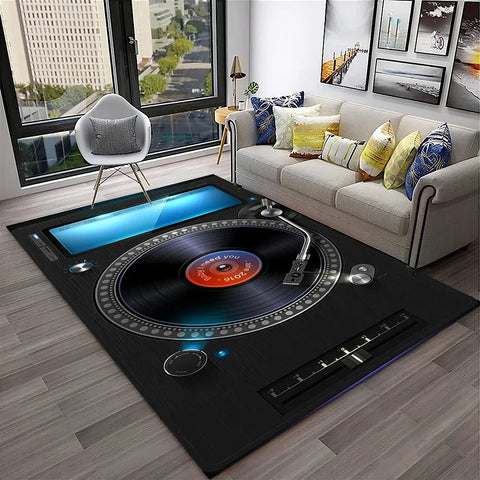 Navak Teppich, 3D-Retro-Vinyl-Schallplatte, Musikkunst, Teppich für Zuhause, Wohnzimmer, Schlafzimmer, Sofa, Fußmatte, Dekoration, Kinderspielbereich, rutschfeste Bodenmatte