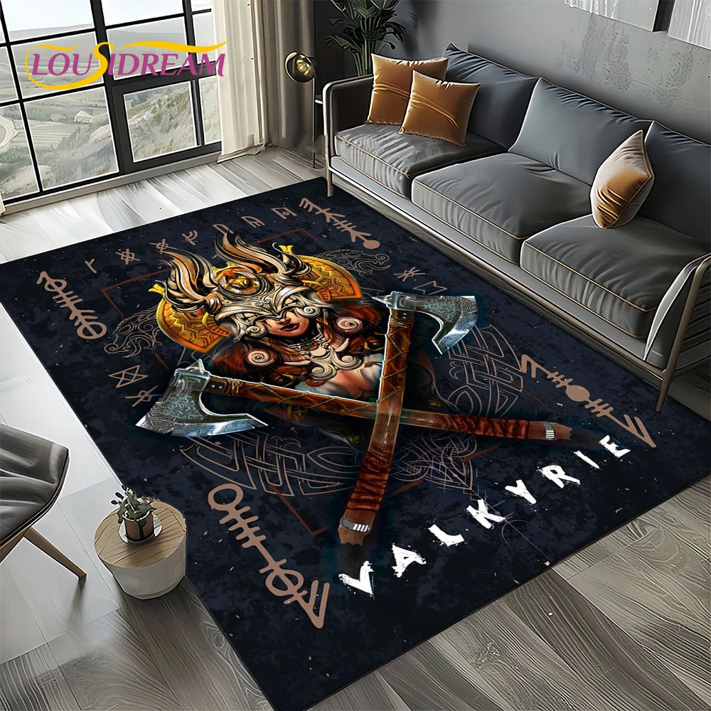 Navak Teppich Odin Viking Symbol Valknut Nordic Valhalla Teppich Teppich für Wohnzimmer Schlafzimmer Home Sofa Dekoration, Bereich Teppich rutschfeste Bodenmatte