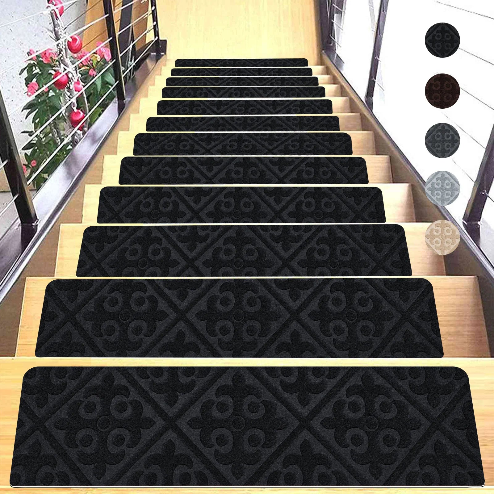 Navak Carpet Non-Slip Staircase Mat Stair Carpet Treads Stair Pads Rug Tread Safety for Kids Elders and Dogs Home Hospistal Indoor Use