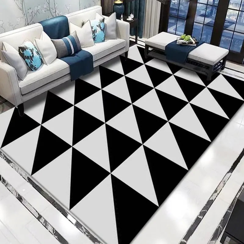 Navak Carpet Nordic style Living Room Carpet Black and White Minimalist Striped Home Decoration Bedroom Rug Coffee Table Non-slip soft Mat