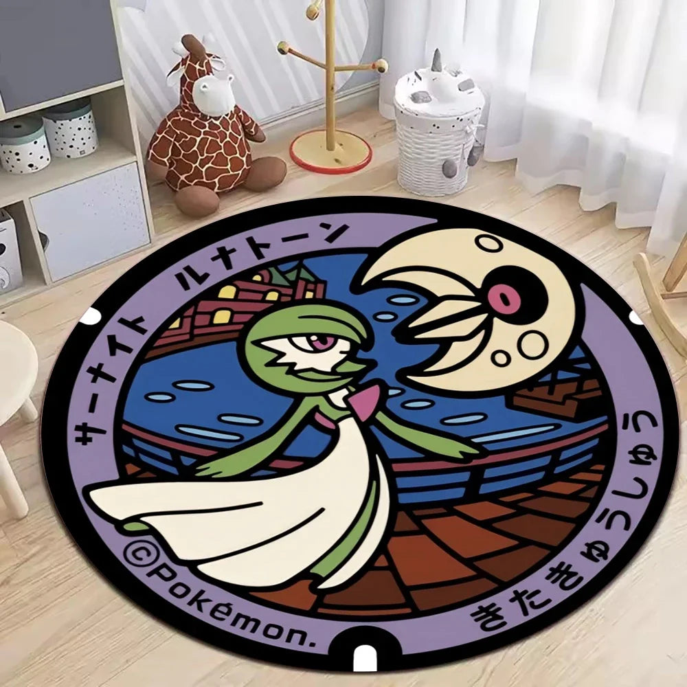 Navak Carpet Daily Picks Round Pokemon Rug for Living Room Decor Bedroom Rug Lounge Balcony Sofa Mat Coffee Table Mat Swivel Chair Mat Kids Gift