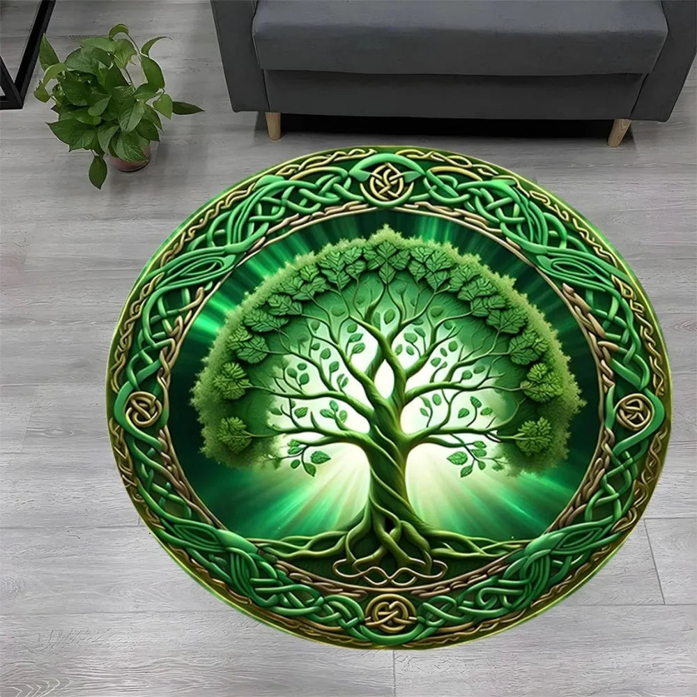 Navak Teppich, Baum des Lebens, runder Teppich, Natur-Mandala-Teppich, uralter spiritueller Dekorteppich, Meditations-Weltraumteppich, waschbare und rutschfeste Bodenmatte