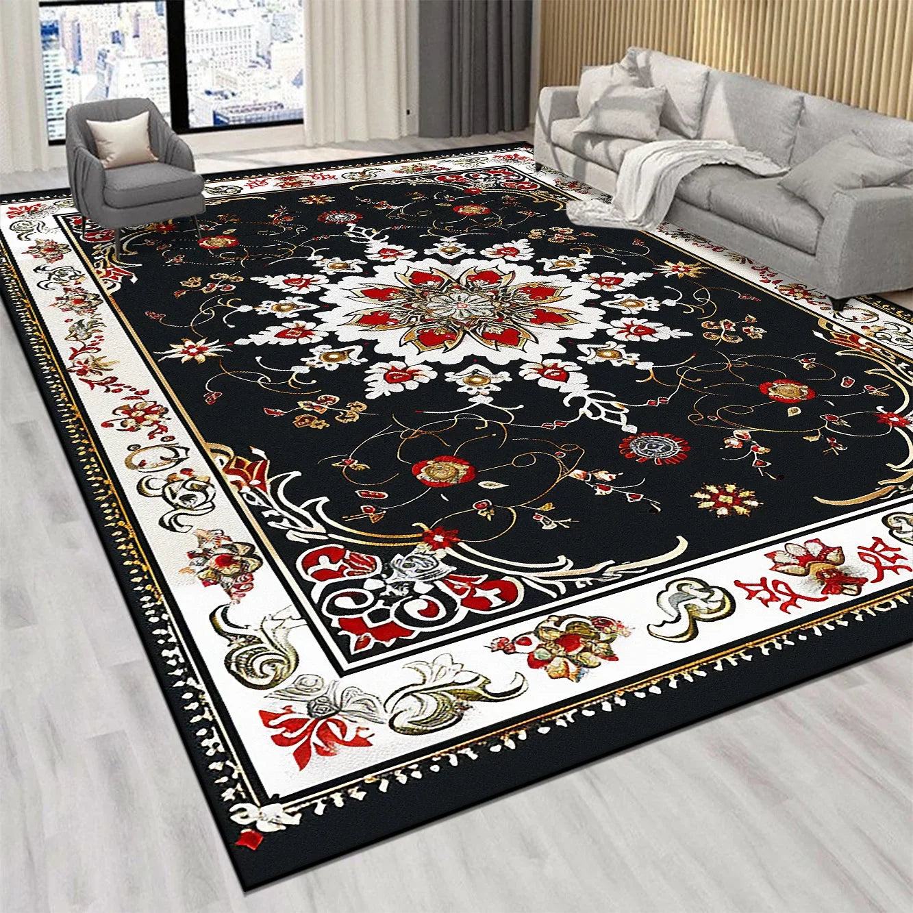 Navak Carpet Persian Luxury Red Carpet Living Room Large Size Rug Non-slip Coffee Tables Mat Home Decoration Bedroom Lounge Rug Tapis Salon
