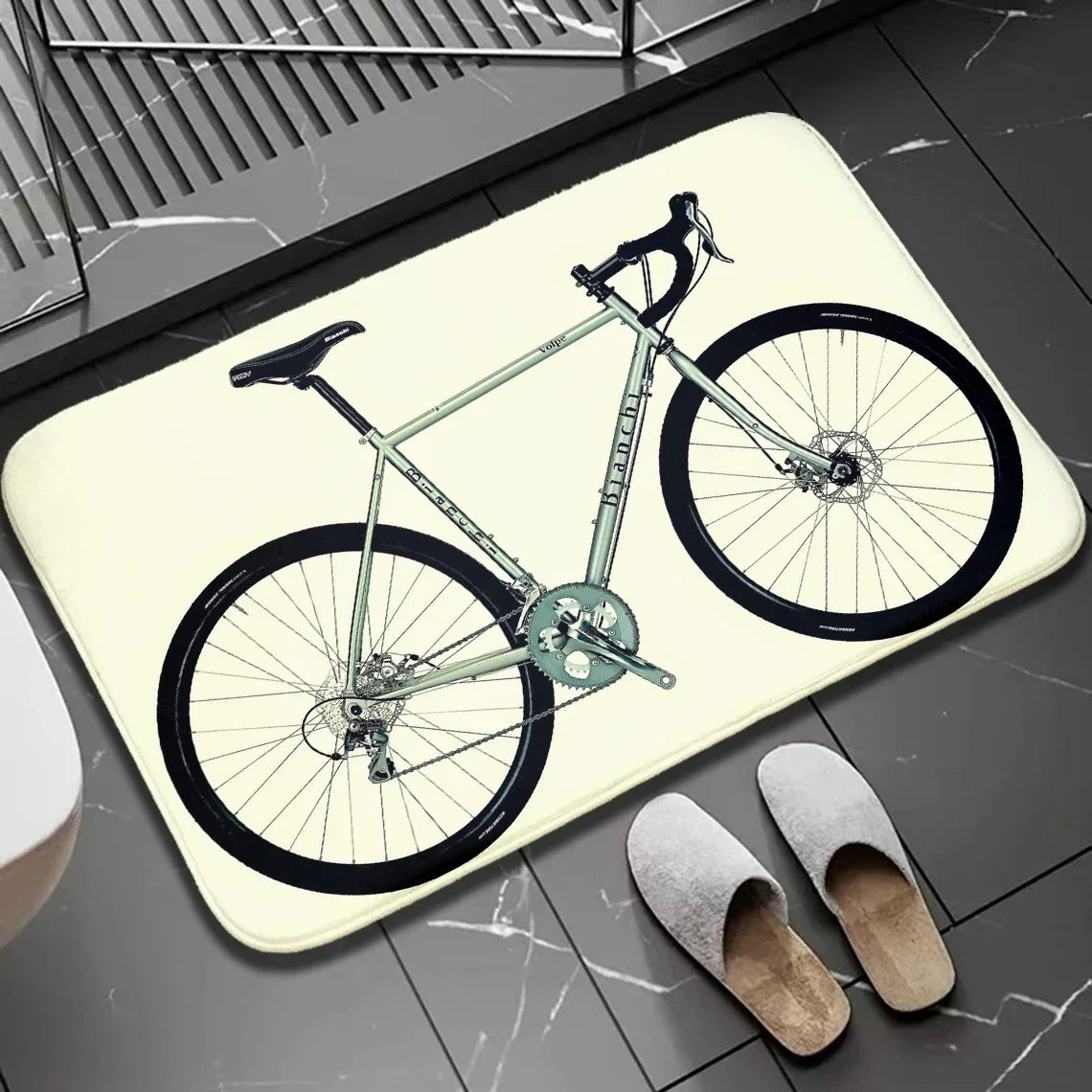Navak Carpet 1 Stück Biker-Fußmatte für drinnen und draußen, rutschfest, Fahrrad-Aufdruck, Heimdekor, Teppich für Küche, Schlafzimmer, Bad, Fußmatten, waschbar, Bodenmatte