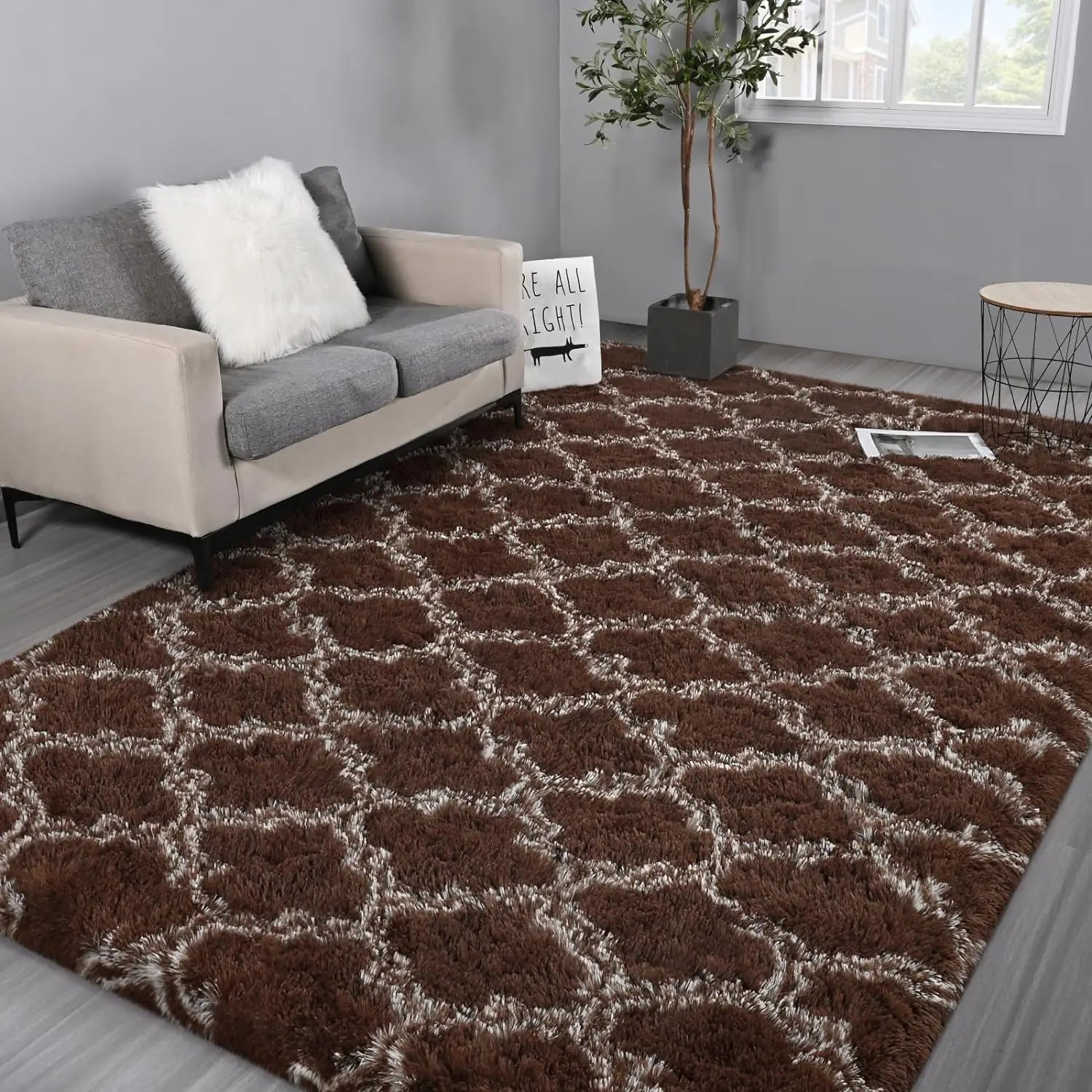Navak Carpet Großer Shag-Teppich für Schlafzimmer, superweicher, flauschiger Plüschteppich, Wohnzimmerteppich, rutschfester Bodenteppich für den Innenbereich, für Kinderzimmer und Mädchen