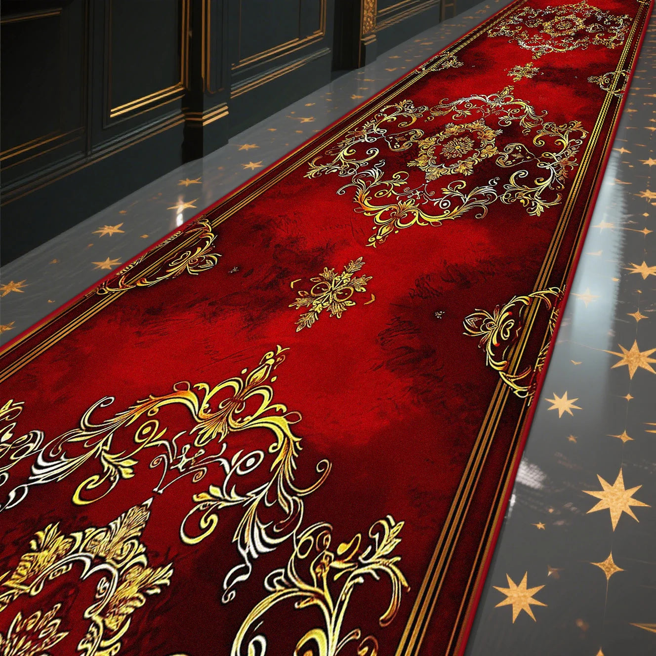 Navak CarpetLuxury Marmor-Korridor-Teppich, Hotelflur-Läufer, Dekorationsteppiche, Wohnzimmer-Gang, waschbar, rutschfeste Bodenmatte, anpassbar
