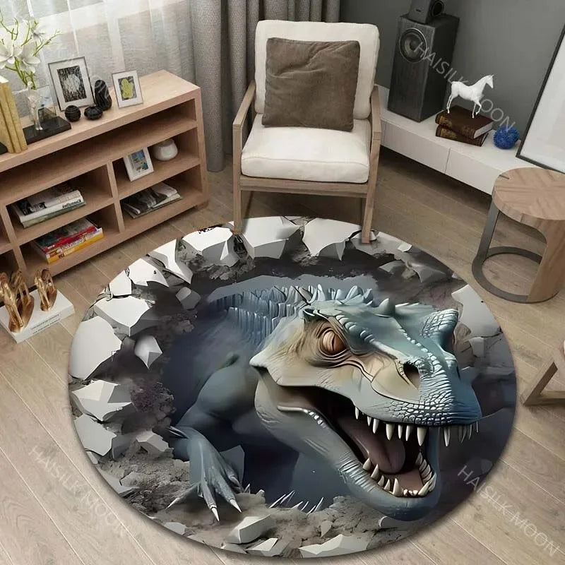 Navak Teppich, 3D-Dinosaurier-Druck, runde Teppiche für den Schlafzimmerbereich, Fußmatten für Kinderzimmer, Badematte, Teppich, Wohnzimmer, Heimdekoration für Geschenke