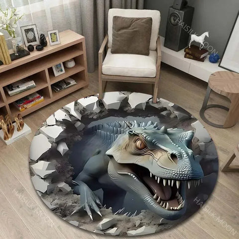 Navak Teppich, 3D-Dinosaurier-Druck, runde Teppiche für den Schlafzimmerbereich, Fußmatten für Kinderzimmer, Badematte, Teppich, Wohnzimmer, Heimdekoration für Geschenke